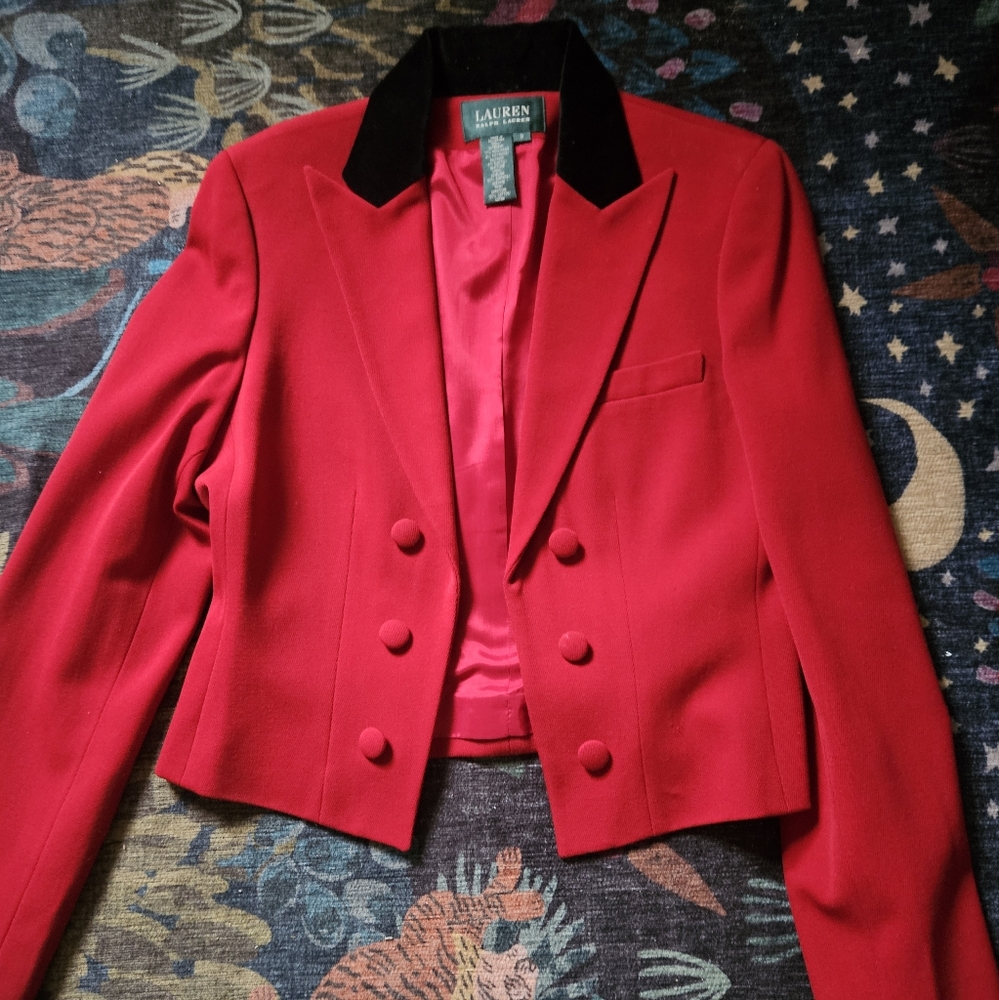 Lauren red tuxedo jacket sz 8